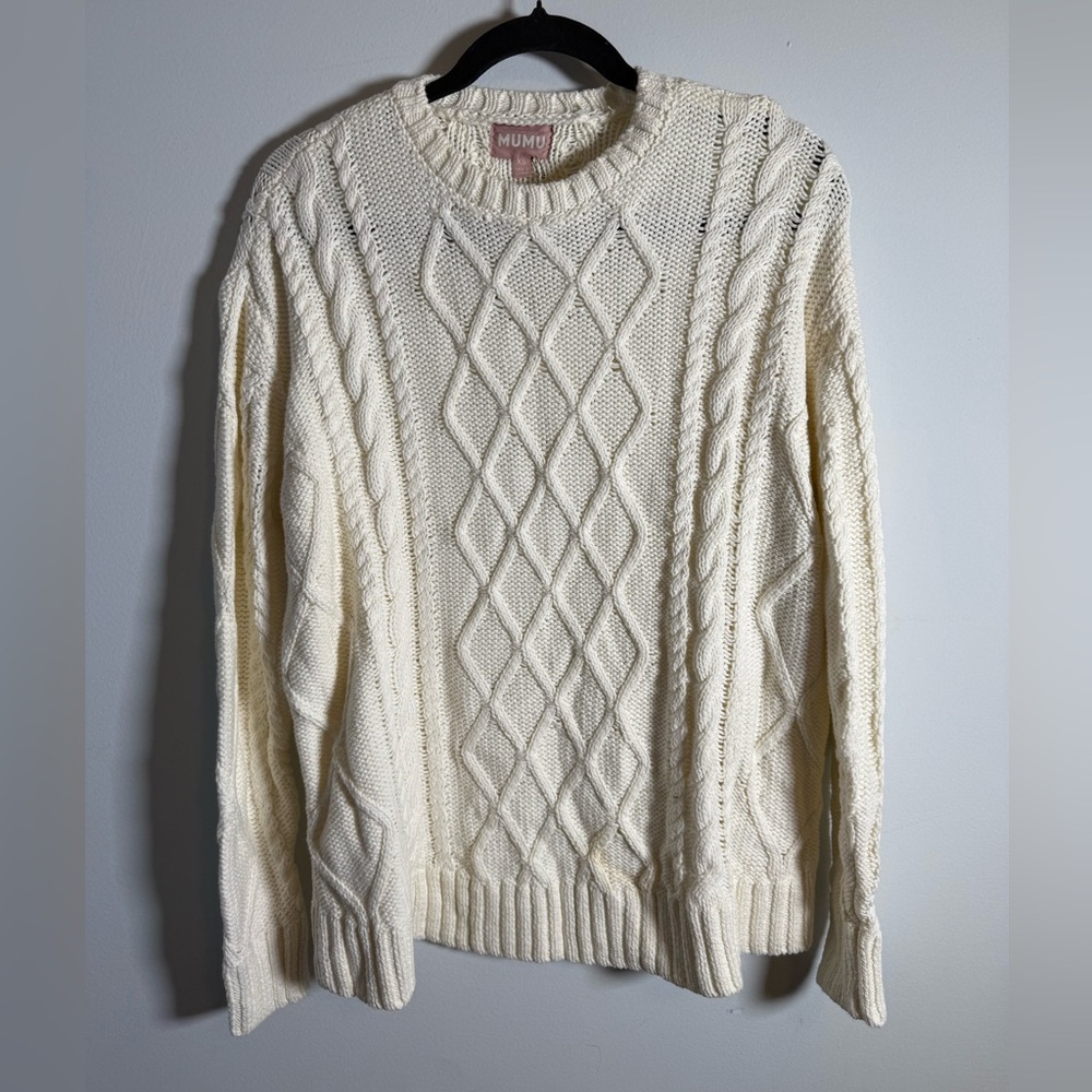 Show Me Your Mumu Day To Day Cable Knit‎ Sweater Cream XS NWT $148